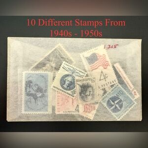 MYSTERY GROUP OF 10 MINT NEVER HINGED STAMPS 1940s TO 1950s GREAT FOR YOUNGSTERS